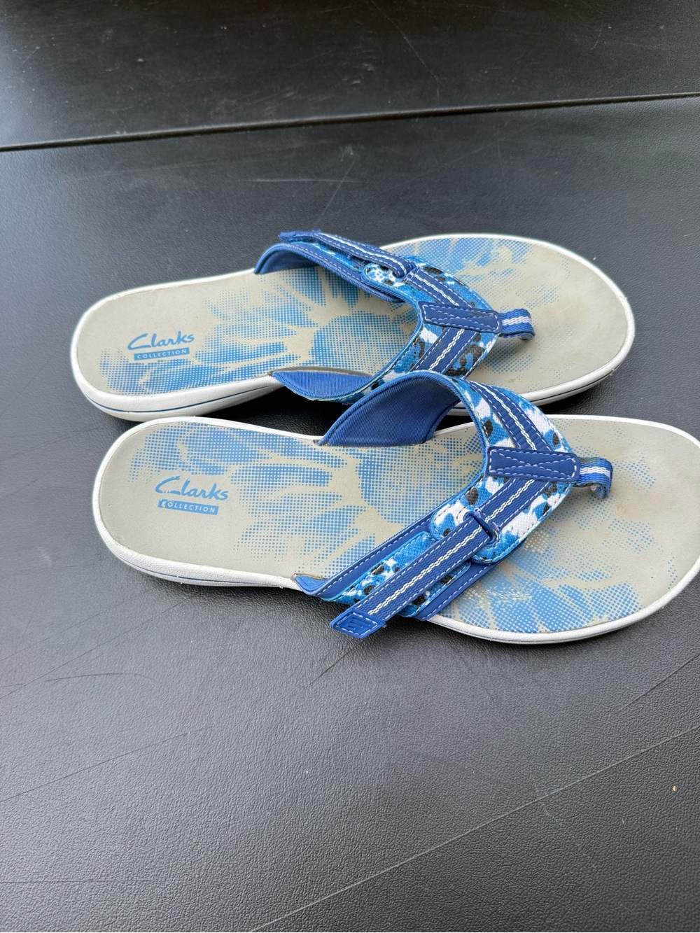 Clarks Blue Floral Strap Thong Sandals